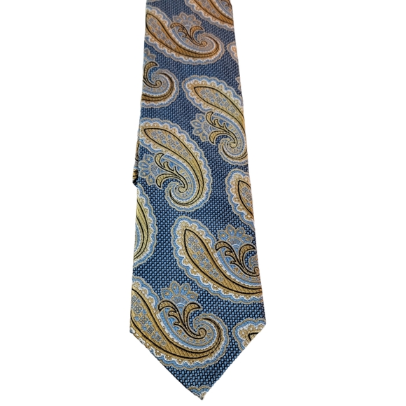 Bruno Piattelli Roma Regal Blue/Gold Paisley Men's Tie - Picture 3 of 14